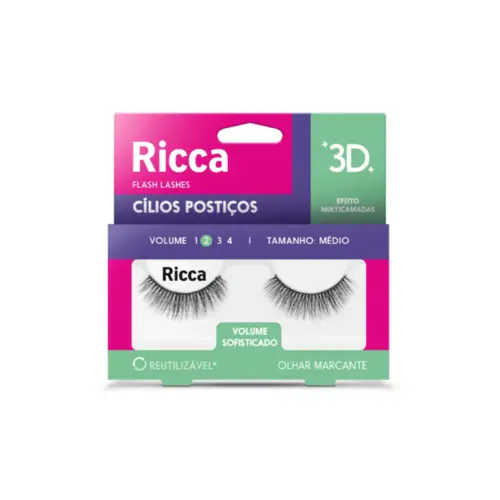 Cílios Postiços Ricca Vol 02 Médio 403 Belliz Com 1 par