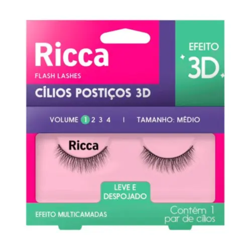 Cílios Postiços Ricca Belliz Volume 01 Médio 405 Com 1 par