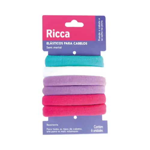 Elástico para Cabelo Ricca Grosso Summer Com 6 unidades