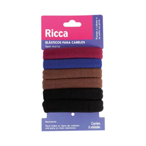 Elástico para Cabelo Ricca Grosso Com 6 unidades