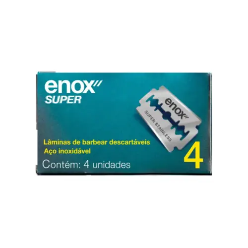 Lâmina de Barbear Descartável Enox Duplo Fio Super Com 4 unidades
