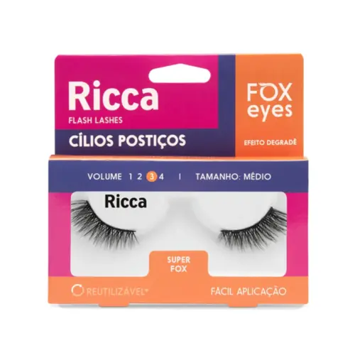 Cílios Postiços Ricca Fox Eyes Super Fox Com 1 unidades