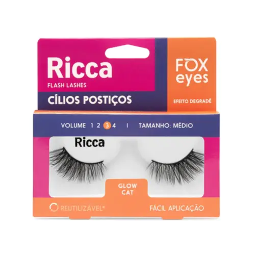 Cílios Postiços Ricca Fox Eyes Glow Cat Com 1 unidade