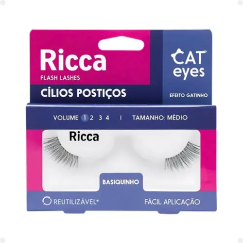Curvador de Cílios Ricca Cat Eyes Basiquinho Metal com Refil de Silicone Com 1 unidade
