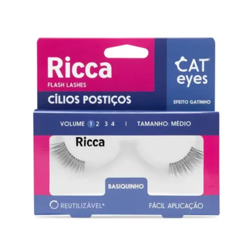 Cílios Postiços Ricca Cat Eyes Petit Com 1 unidade