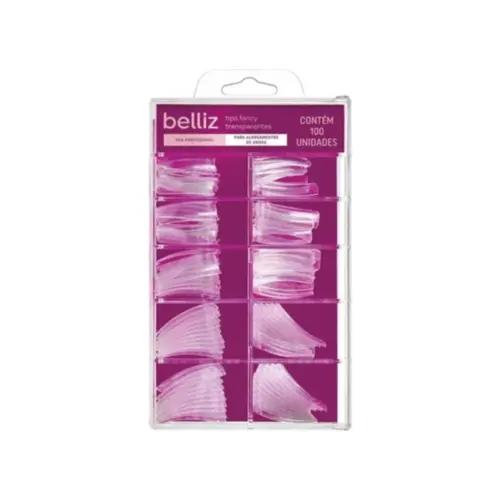 Unhas Postiças Belliz Curva C Transparente Com 100 unidades