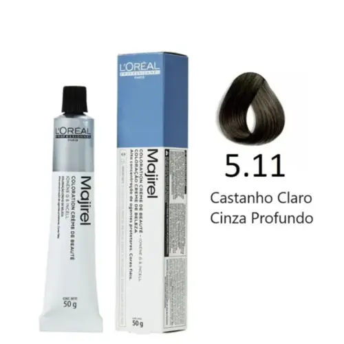 Coloração L'Oréal Professionnel Majirel 5,11 Castanho Claro Cinza Com 50 g