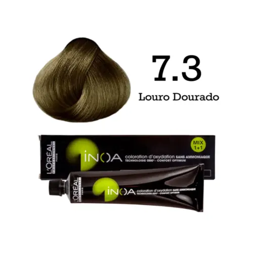 Coloração L'Oréal Professionnel iNOA 7.3 Louro Médio Dourado Com 60g