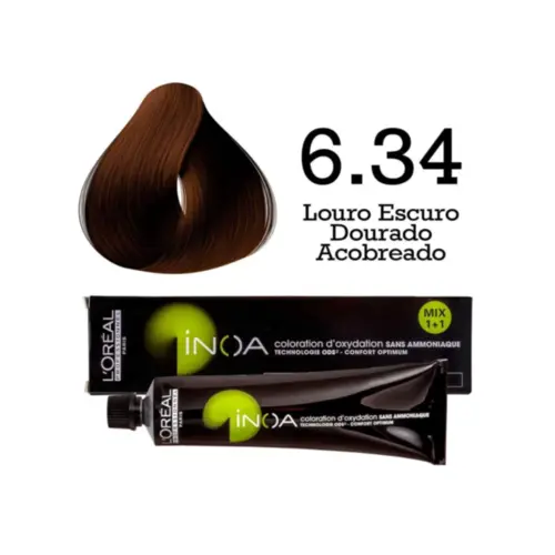 Coloração L'Oréal Professionnel INOA cor 6.34 Com 60 g