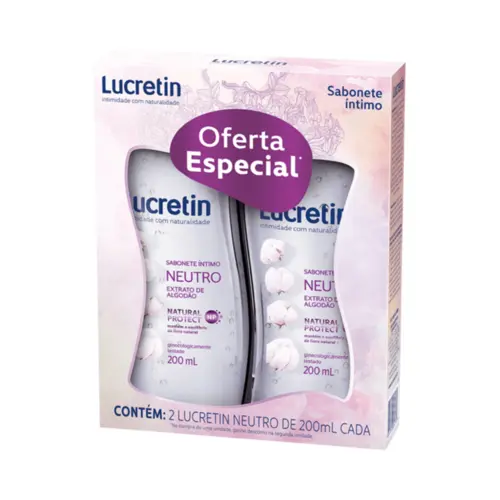 Sabonete Líquido Íntimo Lucretin neutro 200 ml Com 2 unidades