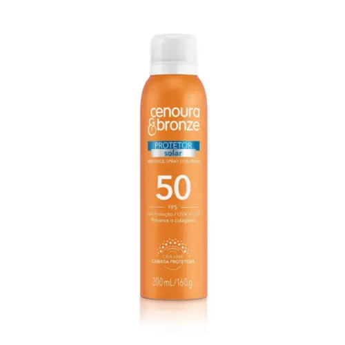 Protetor Solar Aerossol Cenoura & Bronze FPS 50 Com 200 ml