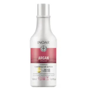 Shampoo controle de queda Inoar Argan Infusion fortalece os fios, reduz a quebra e estimula o crescimento Com 500 ml