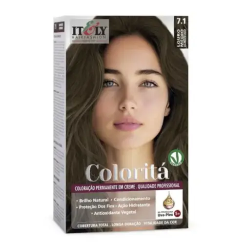 Coloração Itely Colorita 7.1 Louro Médio Acinzentado Com 60 ml