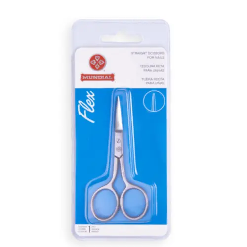 Tesoura para Unha MUNDIAL FLEX RETA BC 326 AÇO INOXIDÁVEL Corte RETO AMBIDESTRA Com 1 unidade
