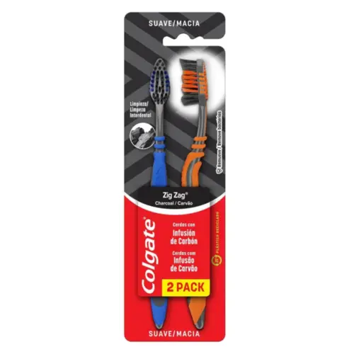 Escova Dental Colgate Zigzag Carvao com 2 unidades