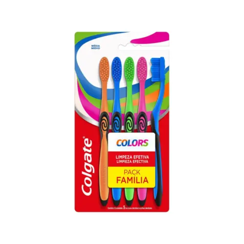 Escova Dental Colgate Colors Média Com 5 unidades