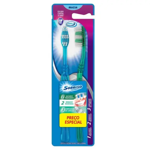 Escova Dental Sorriso Colgate Palmolive Tripla Macia Com 2 unidades