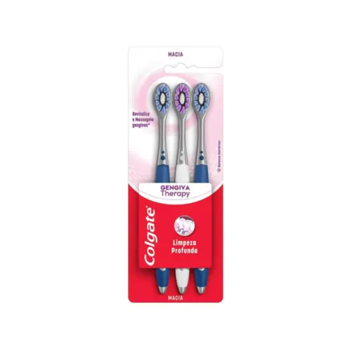 Escova Dental Colgate Gengiva Therapy cerdas macias de alta densidade cabeça compacta Com 3 unidades