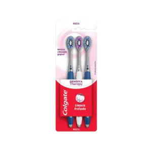 Escova Dental Colgate Gengiva Therapy cerdas macias de alta densidade cabeça compacta Com 3 unidades