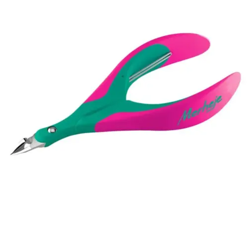 Alicate para Cutículas Merheje Touch cores verde e pink Com 1 unidade