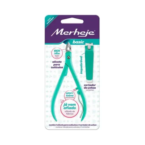 Conjunto Merheje Alicate para Cutículas e cortador de Unhas Basic Verde Com 1 unidade