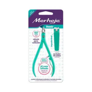 Conjunto Merheje Alicate para Cutículas e cortador de Unhas Basic Verde Com 1 unidade