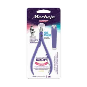 Conjunto Alicate para Cutículas e Cortador de Unhas Merheje Basic Lilás Com 2 unidades