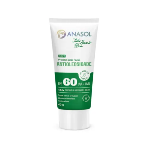 Protetor Solar Facial Anasol Toque seco antioleosidade FPS 60 Com 40 g