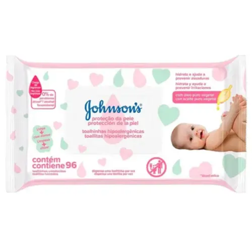Lenço Umedecido Johnson & Johnson Baby Extra Cuidado Com 96 unidades