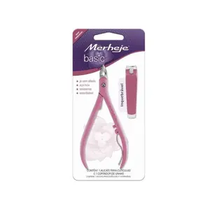 Conjunto Alicate para Cutículas e Cortador de Unhas Merheje Basic Rosa Com 2 unidades