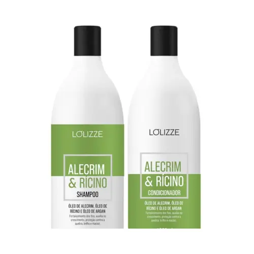 Kit Shampoo e Condicionador Lolizze com Alecrim e Rícino Com 500 ml