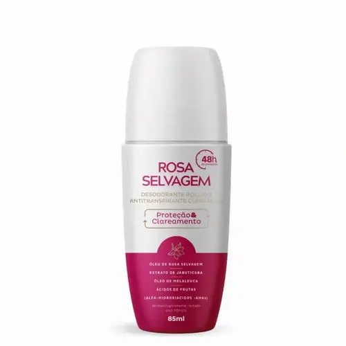 Desodorante Antitranspirante Roll On Rosa Selvagem Proteção e Clareamento Com 85 ml