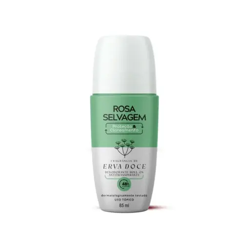 Desodorante Roll On Antitranspirante Clareador Axilas Rosa Selvagem Erva Doce 72H Com 85 ml