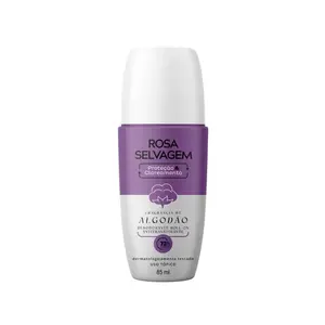 Desodorante Roll On Rosa Selvagem Antitranspirante Clareador algodão 72H proteção Com 85 ml