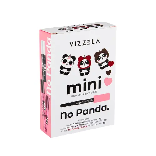 Kit Máscara para Cílios Vizzela No Panda Mini Com 3 unidades