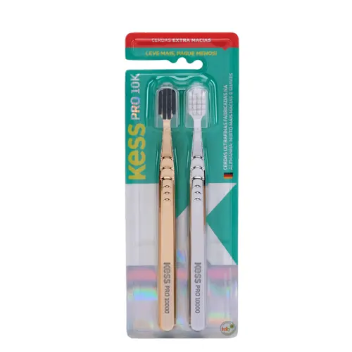 Kit Escova Dental Kess Pro 10K Metallic Extra macia Com 3 unidades