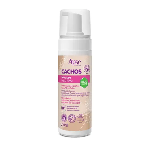 Mousse Nutritivo para Cachos Apice Low Poo Ação Condicionante Proteção Térmica Com 210 ml