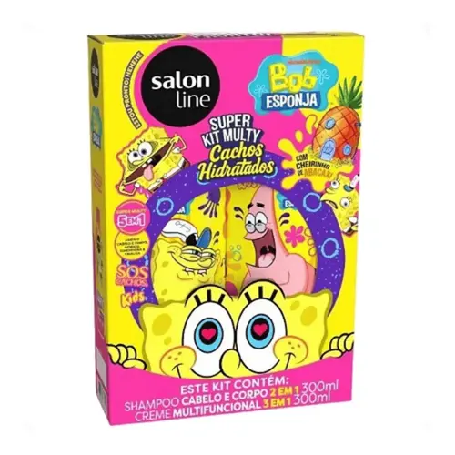 KIT SALON LINE SH+CR PENT BOB ESPONJA CACHOS HIDRAT 300ML