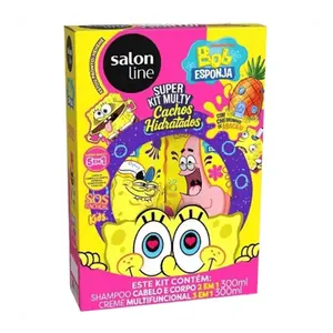 KIT SALON LINE SH+CR PENT BOB ESPONJA CACHOS HIDRAT 300ML