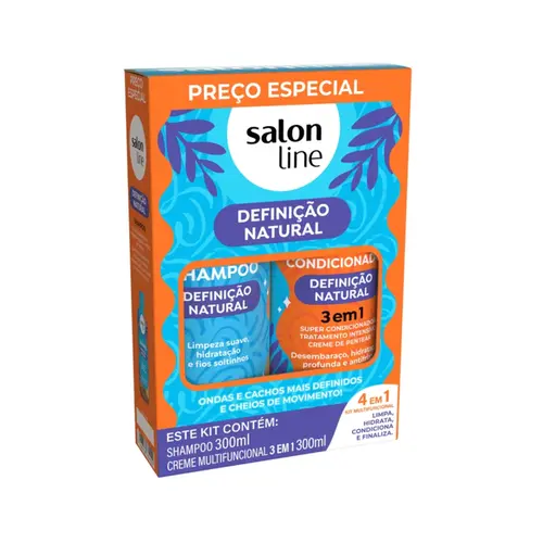 KIT SALON LINE SH+CR PENT DEFINIÇÃO NATURAL 300ML