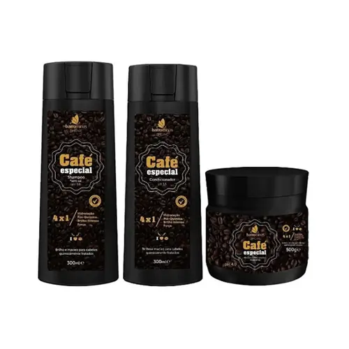 Kit Capilar Barrominas Café Especial e BM Care Shampoo 300 ml Condicionador 300 ml Finalizador Power Trat BM Care 200 ml