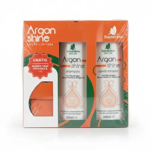 Kit Barrominas Argan Shine Shampoo e Condicionador e Power Trat Barrominas Com 3 unidades