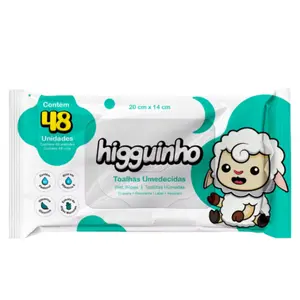 Toalha Umedecida Higguinho Baby para higiene infantil Com 48 unidades