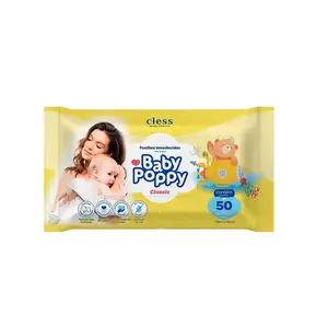 Toalha Umedecida Baby Poppy Classic Com 50 unidades