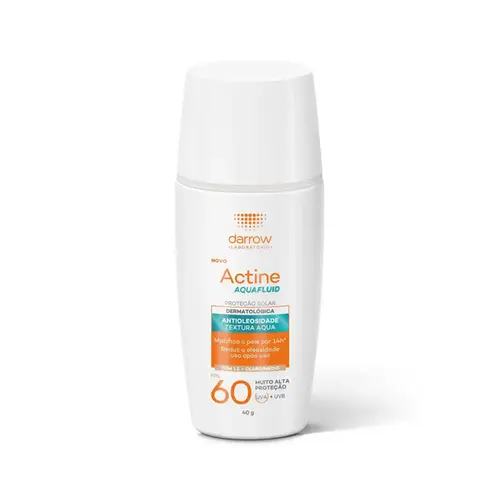 Protetor Solar Facial Darrow Actine Aquafluid com Cor Claro/Medio FPS60 40g