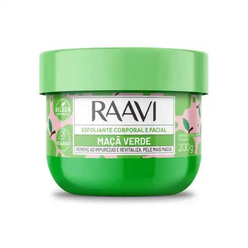Creme Esfoliante Corporal e Facial Raavi Maçã Verde Com 200 g