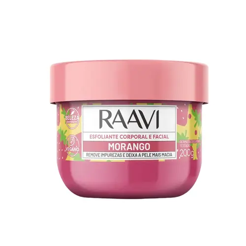 Esfoliante Corporal e Facial Raavi Morango 200g