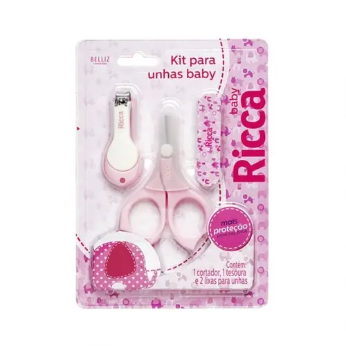 Kit manicure infantil Ricca Baby Colors 925 com cortador Tesoura lixa estojo Com 1 unidade