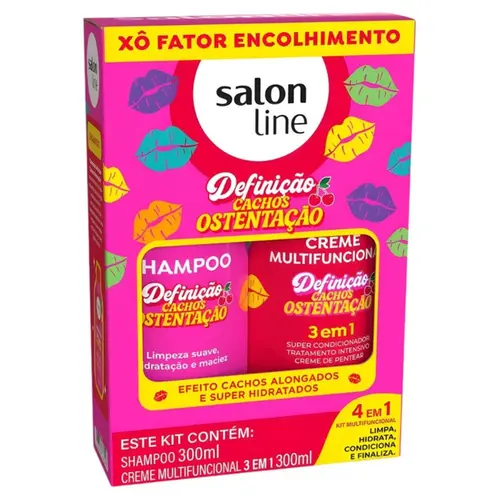 KIT SALON LINE SH+CREM MULT DEF DE CACH OSTENTAÇÃO 300ML