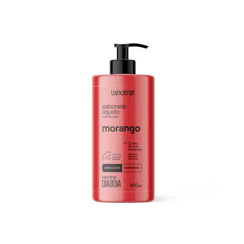 Sabonete Líquido para rosto e corpo Labotrat Morango Dia a Dia Com 490 ml